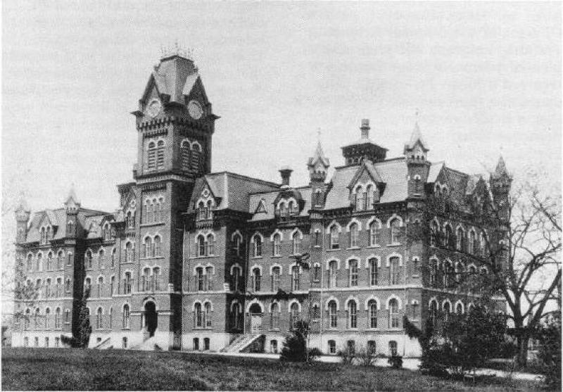 University Hall, 1st home of Dept of Math, as it looked in 1882