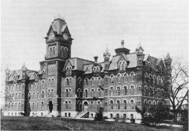 University Hall, 1st home of Dept of Math, as it looked in 1882
