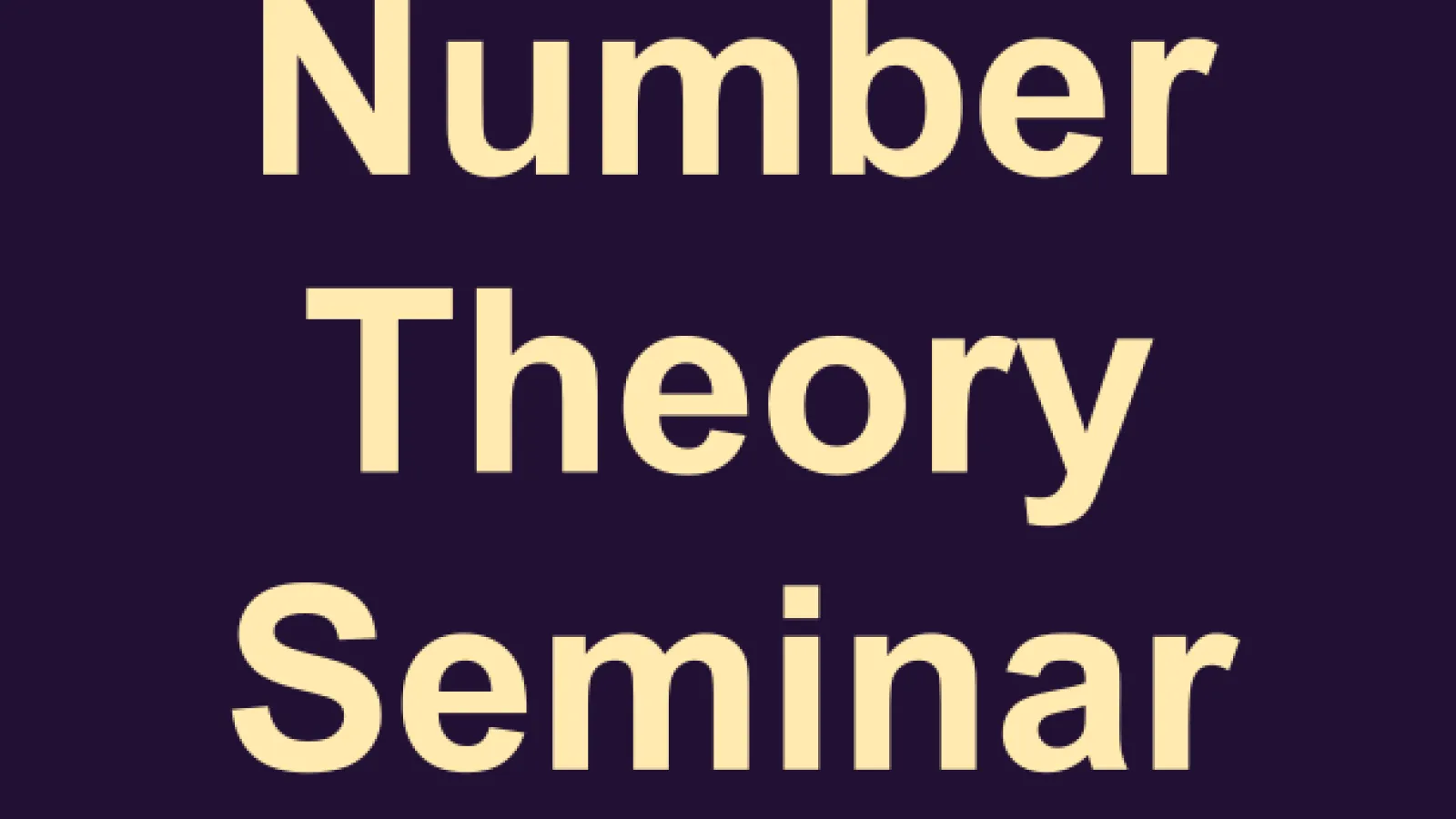Number Theory Seminar