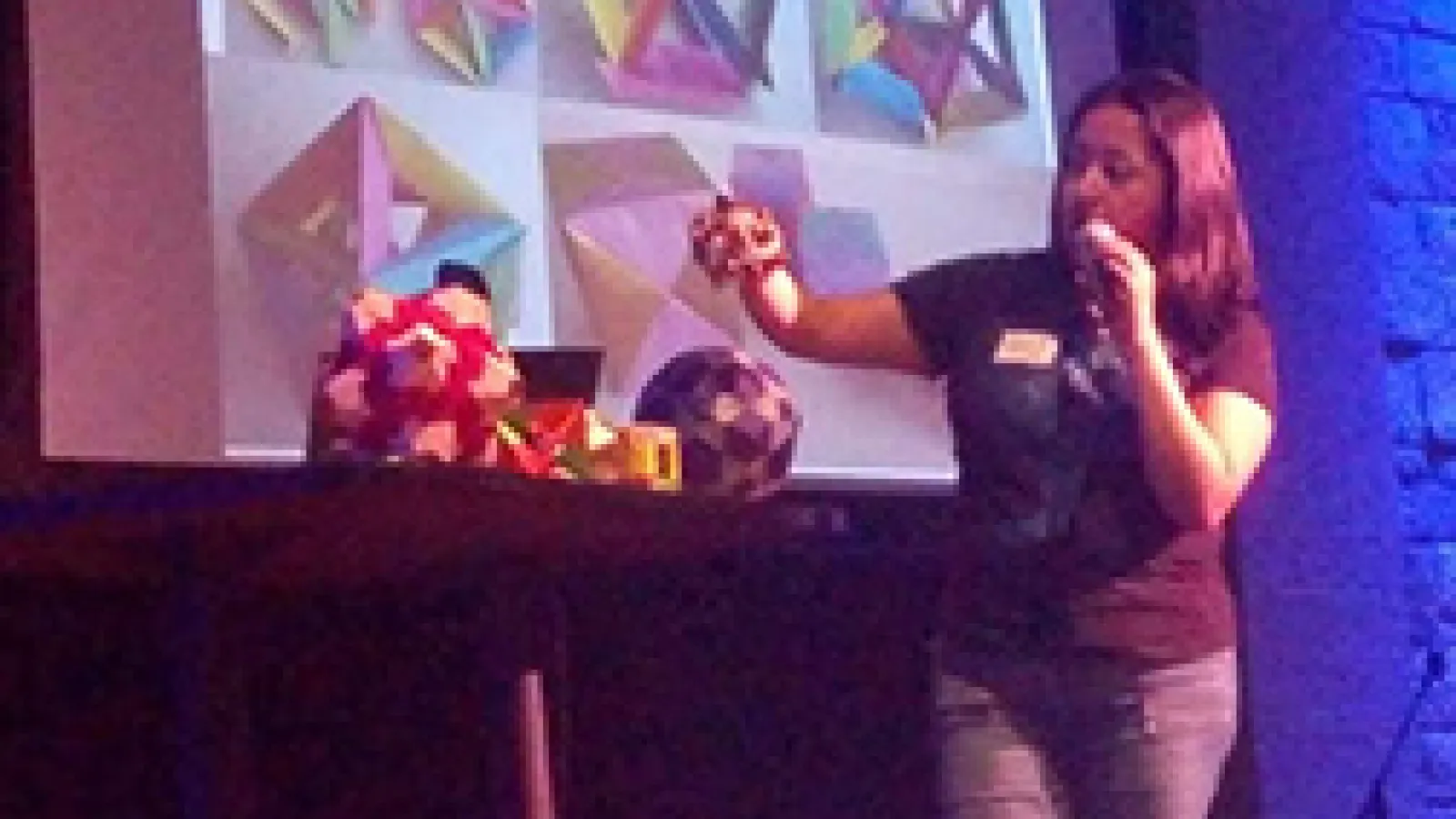 Laura Jimenez giving a talk.