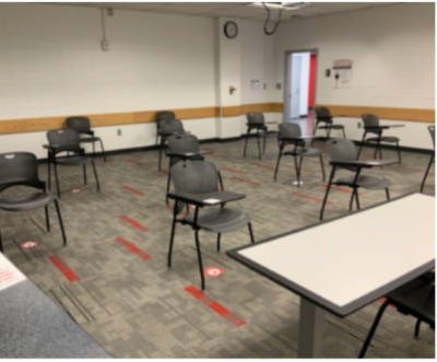 OSU classroom with social distancing