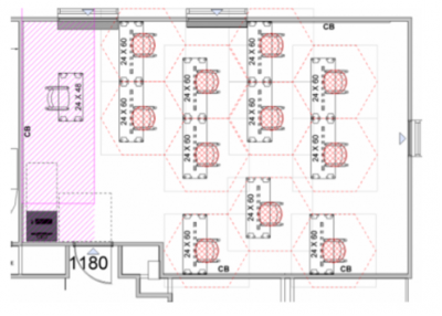 Diagram of OSU classroom with distancing