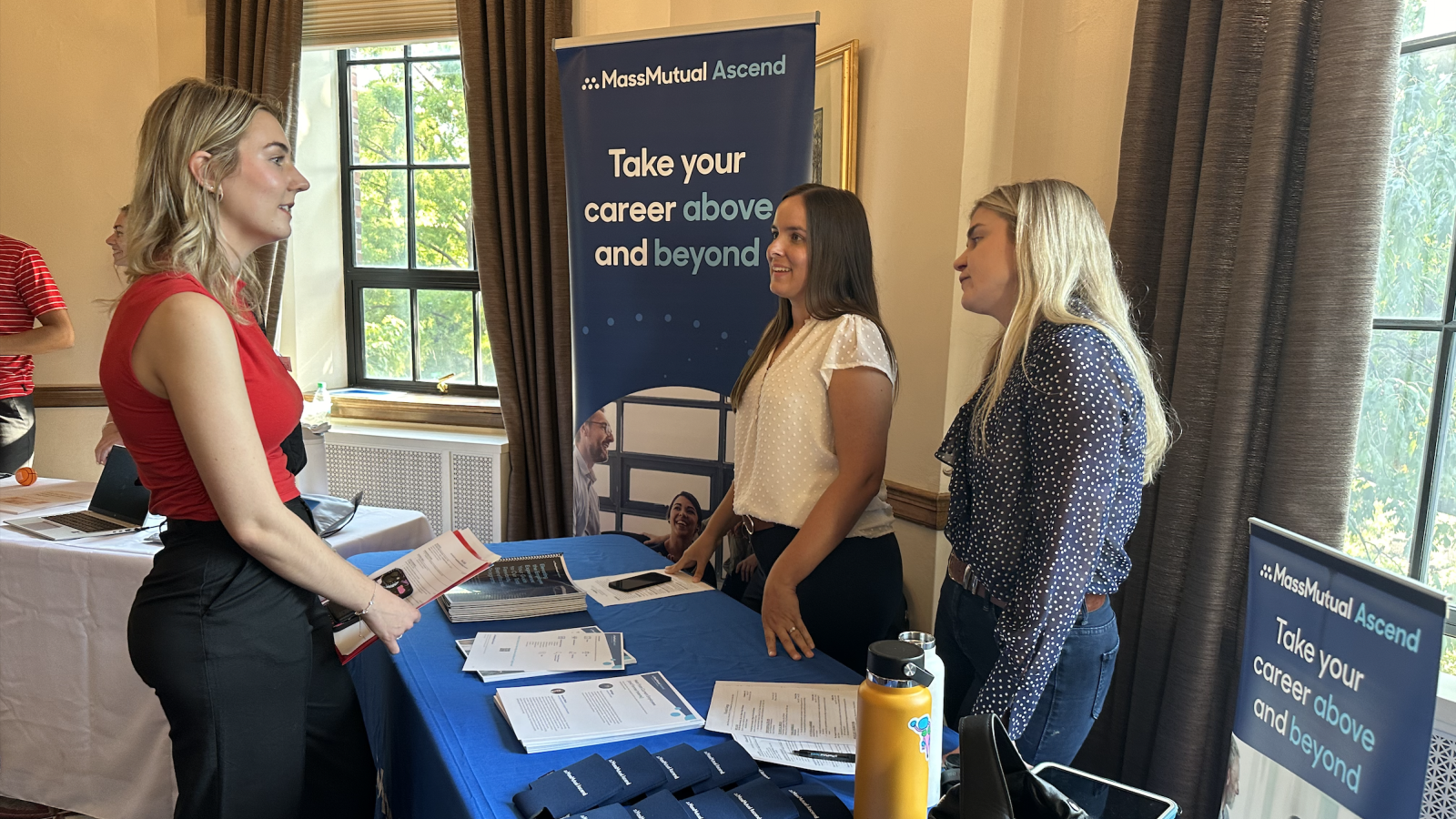 Student talking at career fair