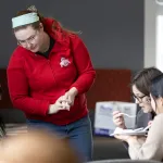 students talking