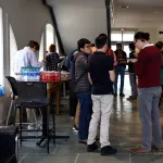 students and faculty gathering