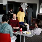 students talking