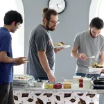 Students getting food