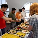 Students getting food