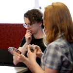 Students playing cards