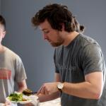 Students getting food