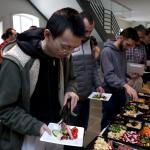 Students getting food