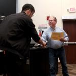 Student receiving award